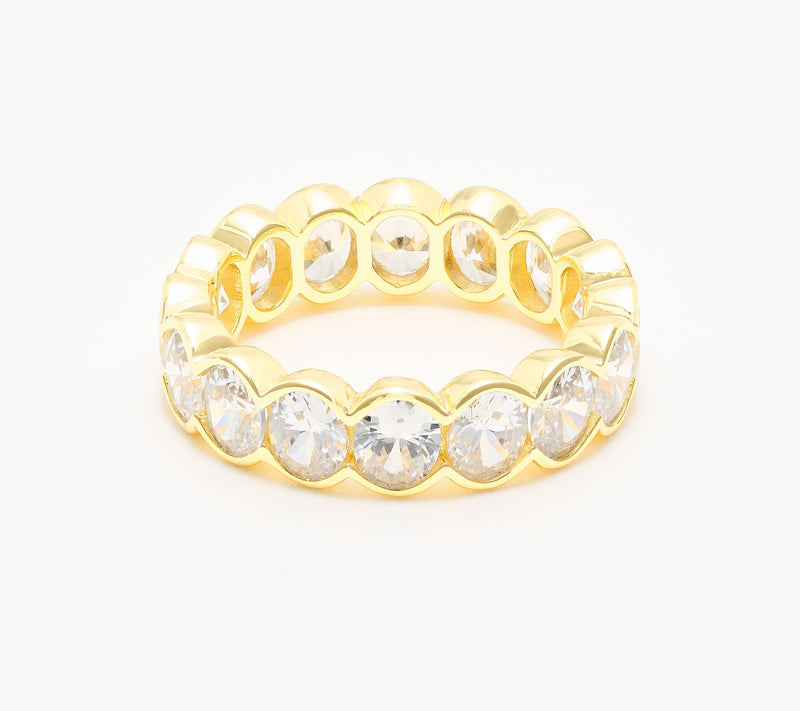 Diamonique Classics Round Cut Eternity Band Ring, Sterl — View 6