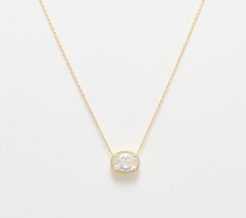 Diamonique Classics Oval Cut Halo Solitaire Necklace — View 7
