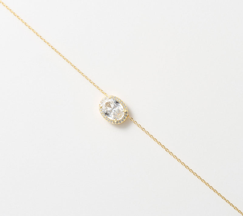 Diamonique Classics Oval Cut Halo Solitaire Necklace — View 2
