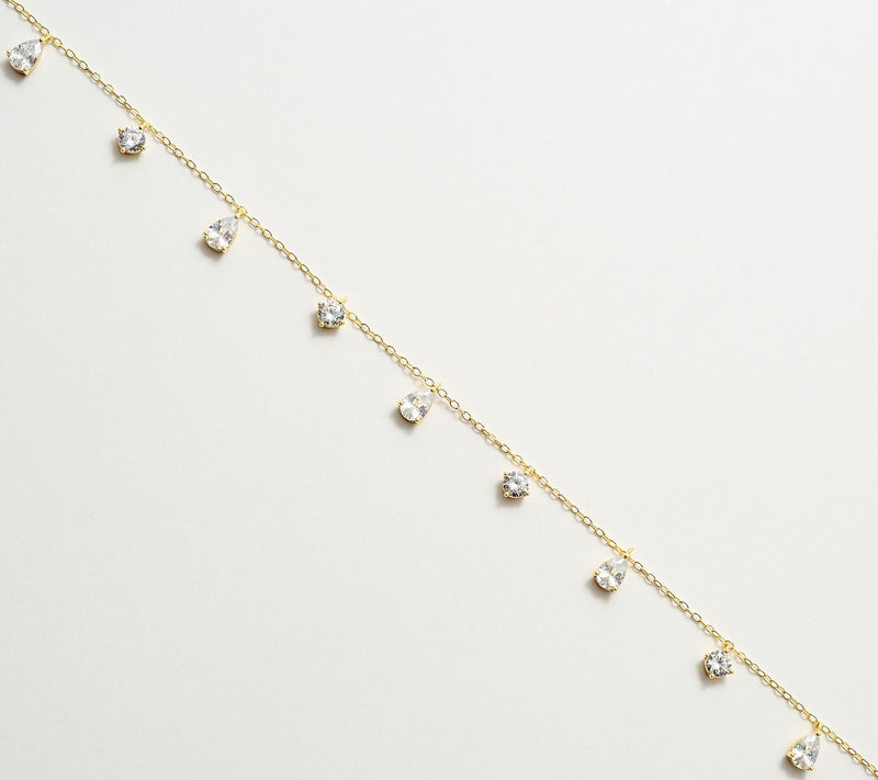 Diamonique Station Drop Necklace, Sterling Silver — View 2