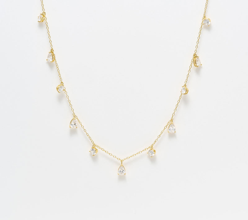 Diamonique Station Drop Necklace, Sterling Silver — Main view