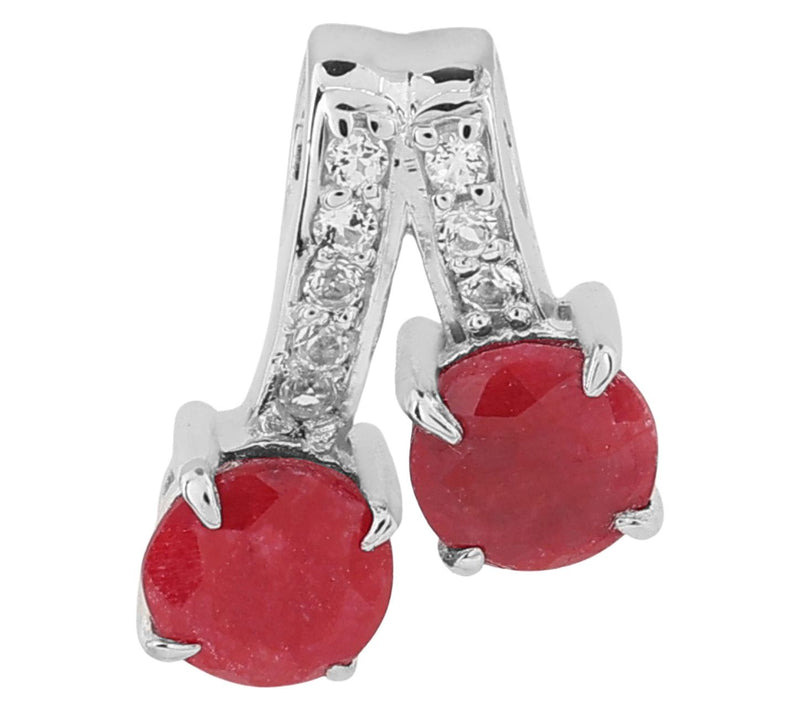 Affinity Gems Corundum Ruby & Zircon Pendant, Sterling Silver — View 6