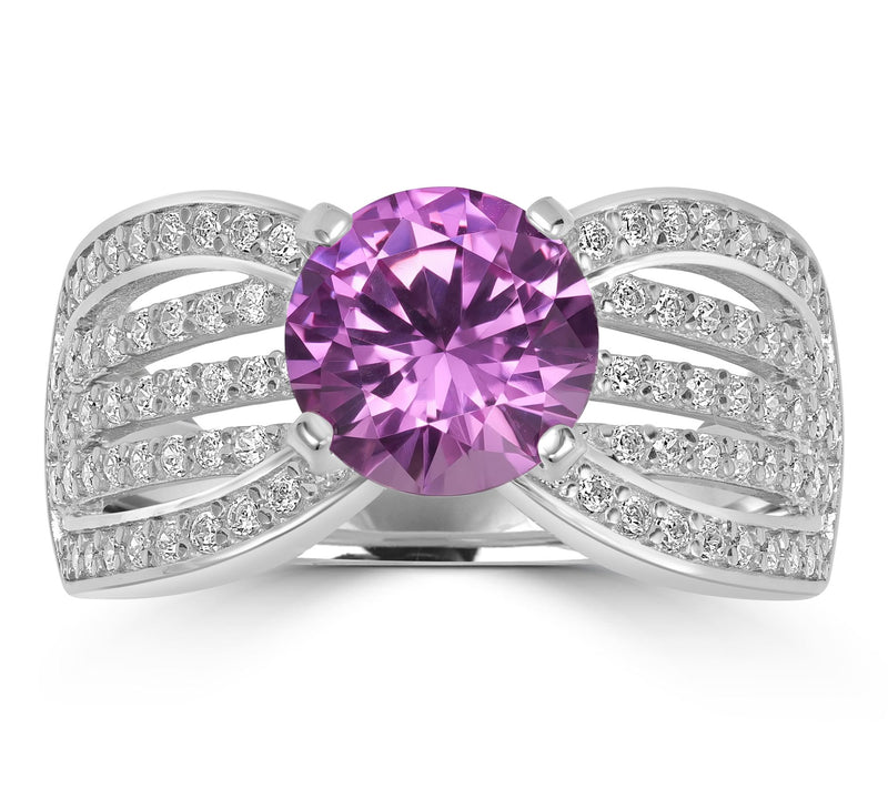 Diamonique x Kathy Levine Round Ribbon Band Ring, Sterling — View 9