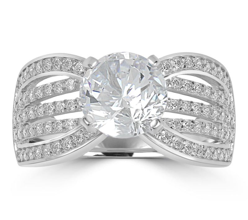 Diamonique x Kathy Levine Round Ribbon Band Ring, Sterling — View 12