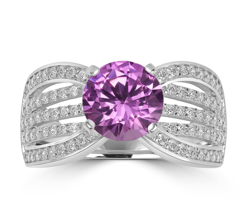 Diamonique x Kathy Levine Round Ribbon Band Ring, Sterling — View 4