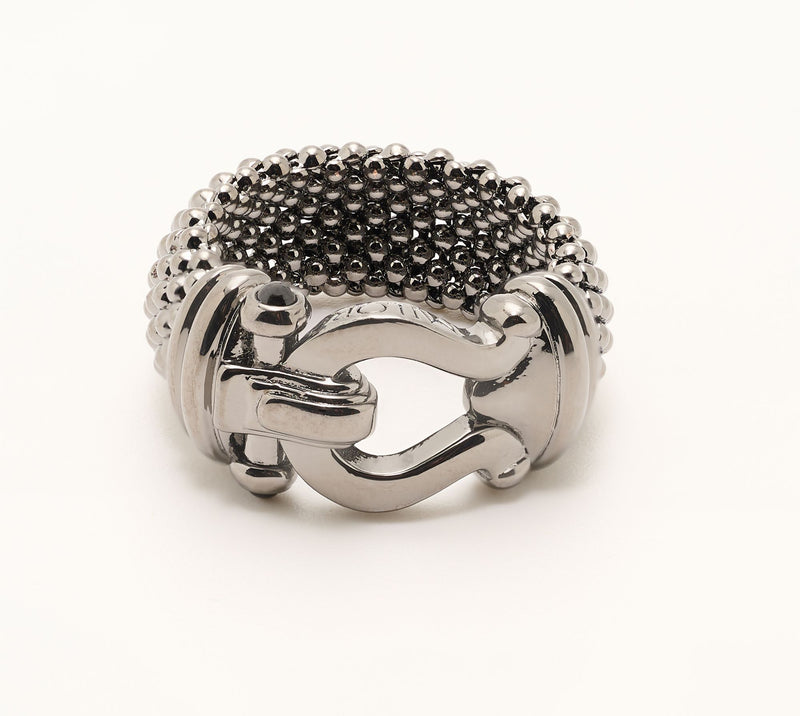 David Markstein Bronze Mesh Status Buckle Clasp Ring — View 9