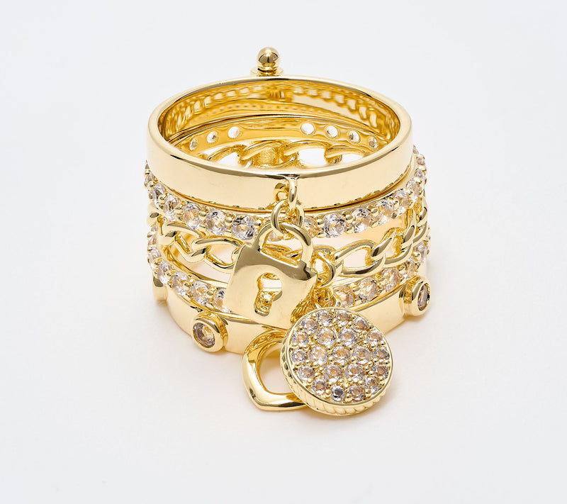 David Markstein Bronze Luxe 5 Row Stacked Charm Ring — View 2