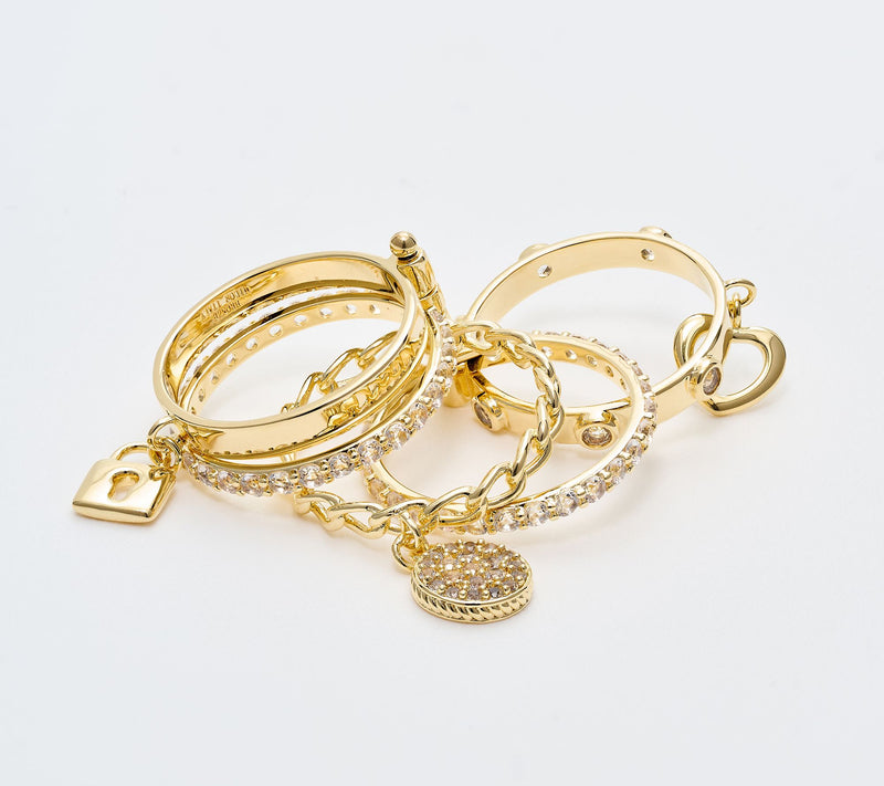 David Markstein Bronze Luxe 5 Row Stacked Charm Ring — View 4