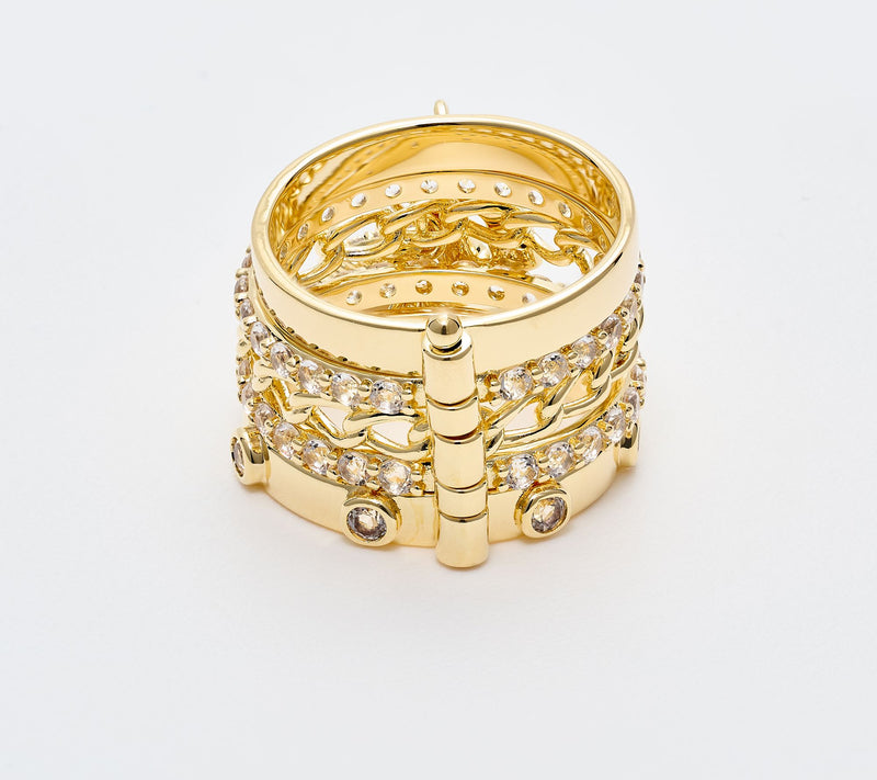 David Markstein Bronze Luxe 5 Row Stacked Charm Ring — View 3