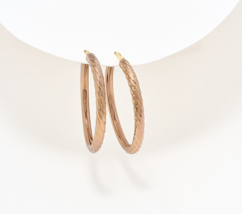 David Markstein Bronze Polished & Ribbed Earring, 1 1/4" — View 10