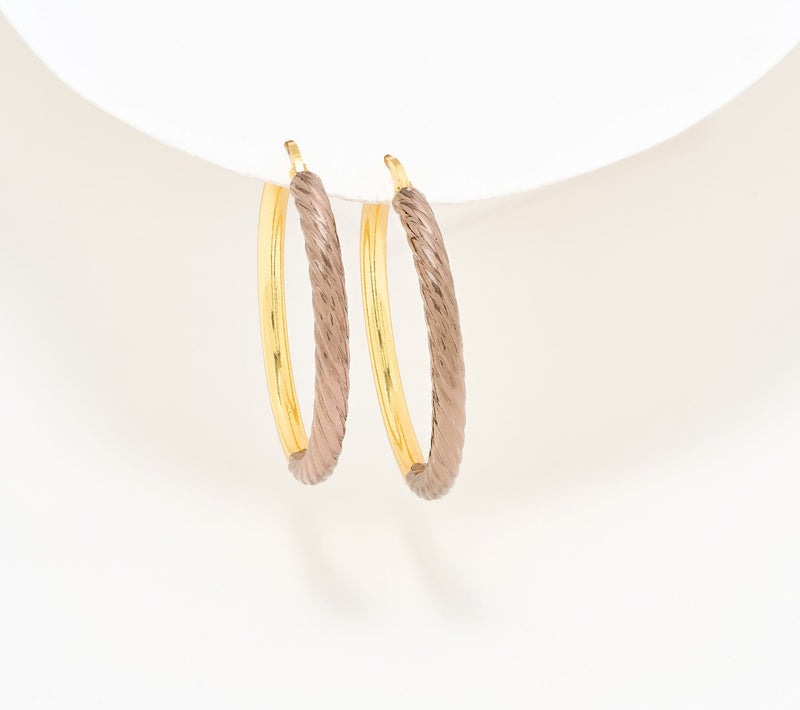 David Markstein Bronze Polished & Ribbed Earring, 1 1/4" — Main view