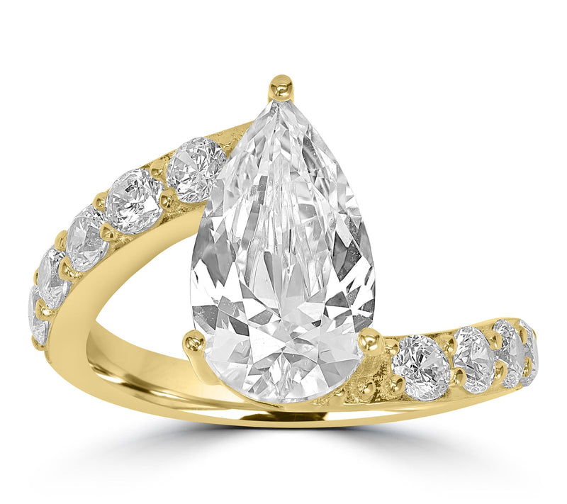 Diamonique x Kathy Levine Pear Cut Bypass Ring,Sterling — View 5