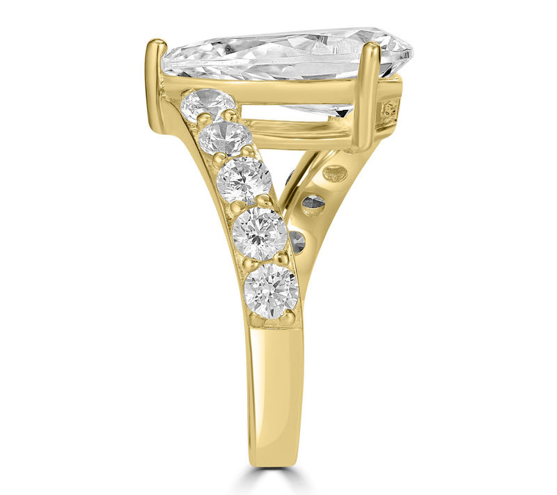 Diamonique x Kathy Levine Pear Cut Bypass Ring,Sterling — View 6