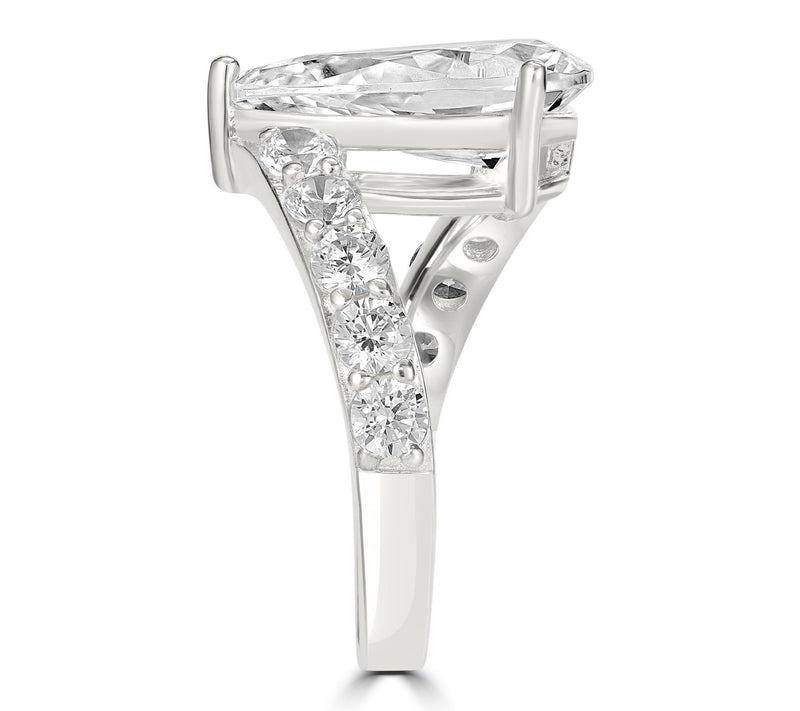 Diamonique x Kathy Levine Pear Cut Bypass Ring,Sterling — View 3