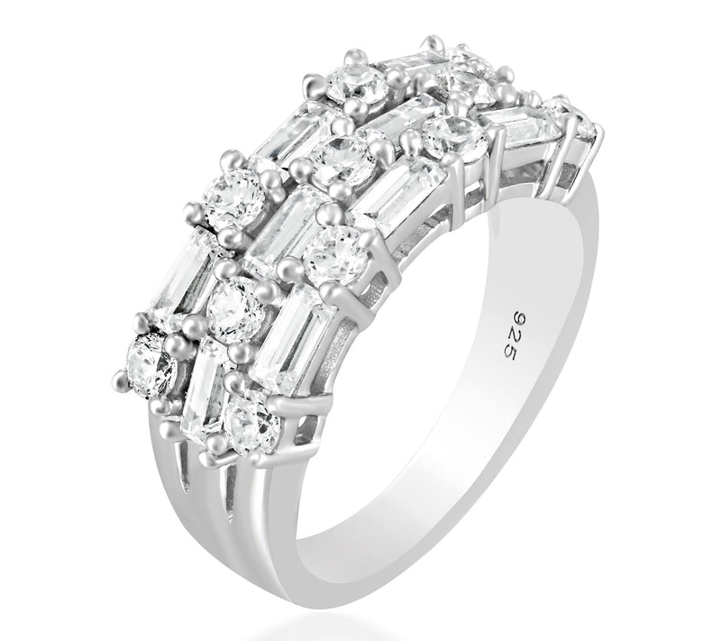 Diamonique x Kathy Levine Bamboo Design Band Ring, Sterling — View 2