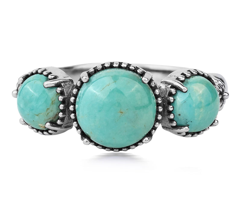 American West Sterling Round 3-Gemstone ConchaRing — View 3