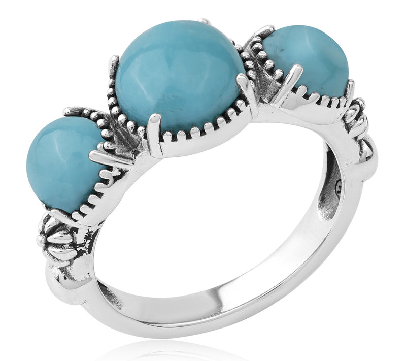 American West Sterling Round 3-Gemstone ConchaRing — View 2