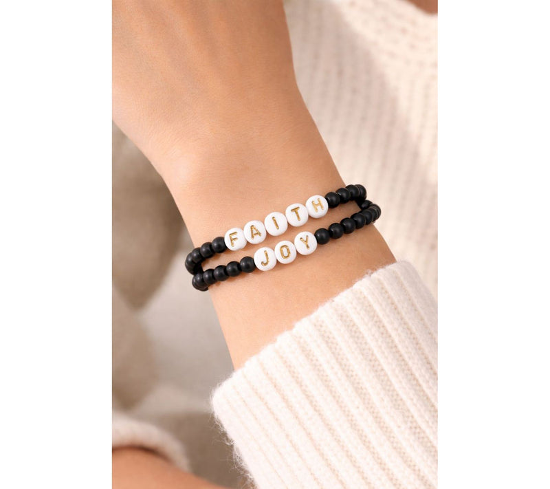 Alkeme Sterling Onyx Bead Anchored in Faith Bracelet Set — View 2