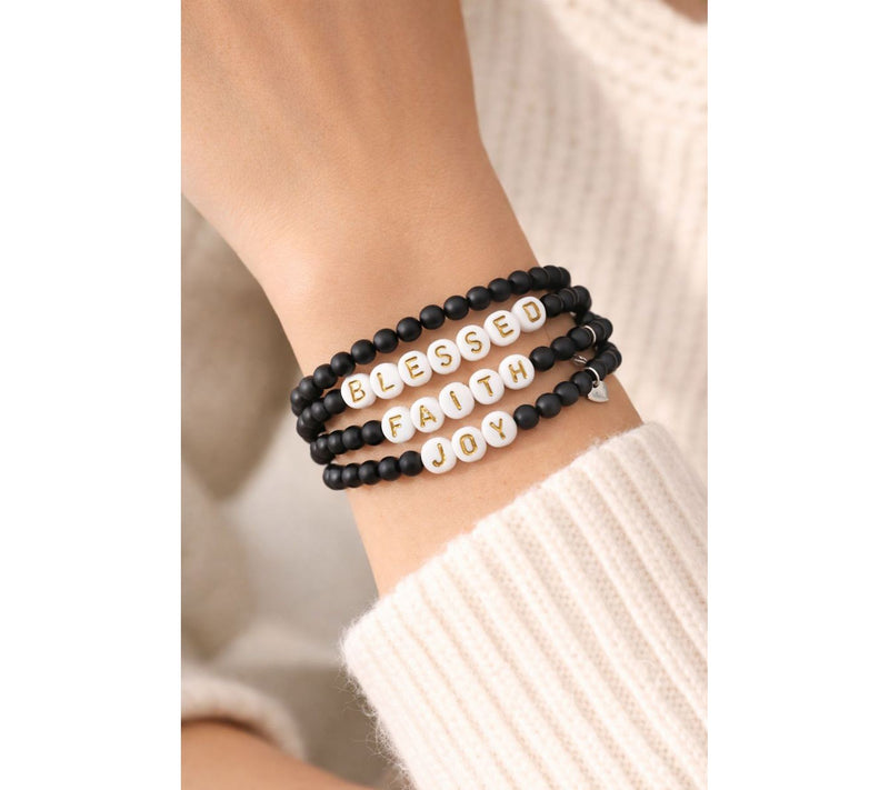 Alkeme Sterling Onyx Bead Anchored in Faith Bracelet Set — View 3