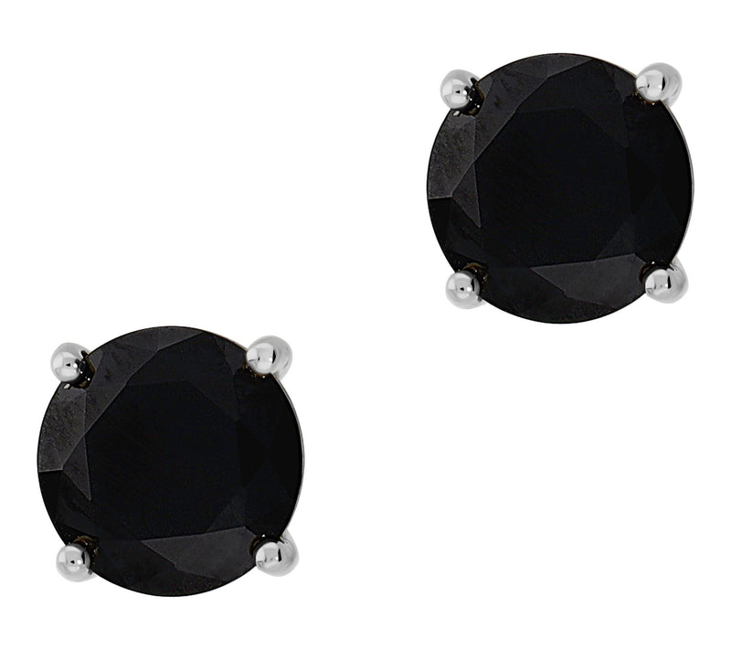 Diamonique Black Solitaire Stud Earrings, Sterling Silver — View 6