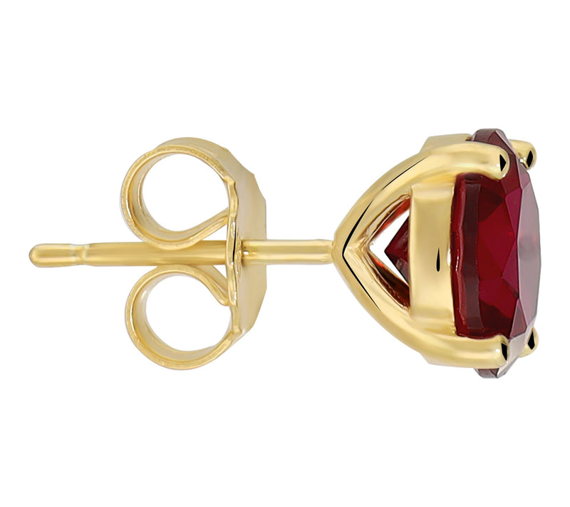 Diamonique Red Solitaire Stud Earrings, Sterling Silver — View 2