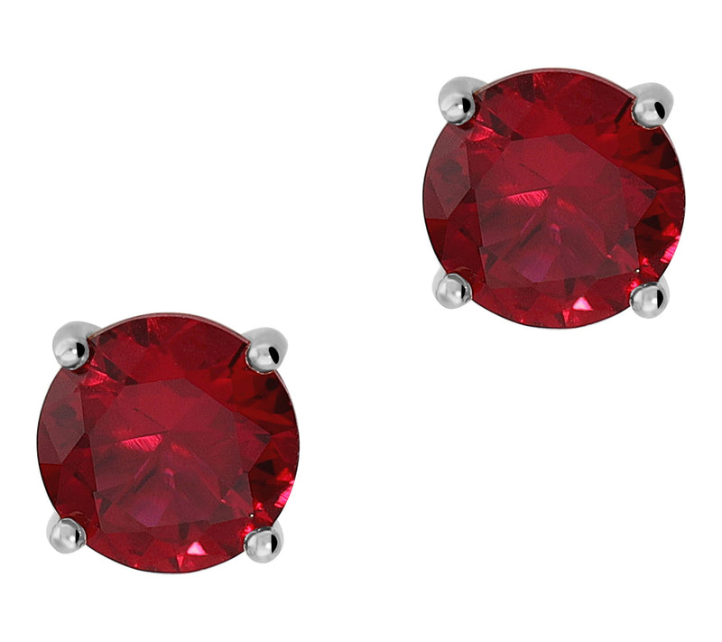 Diamonique Red Solitaire Stud Earrings, Sterling Silver — View 8