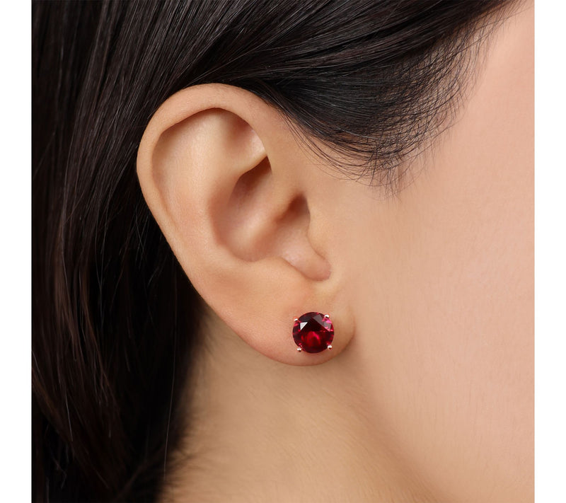 Diamonique Red Solitaire Stud Earrings, Sterling Silver — View 3