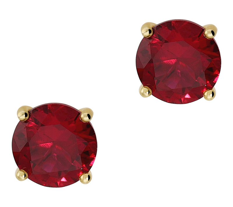 Diamonique Red Solitaire Stud Earrings, Sterling Silver — Main view