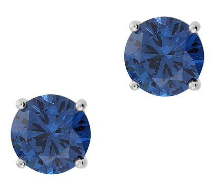 Diamonique Blue Solitaire Stud Earrings, Sterling Silver