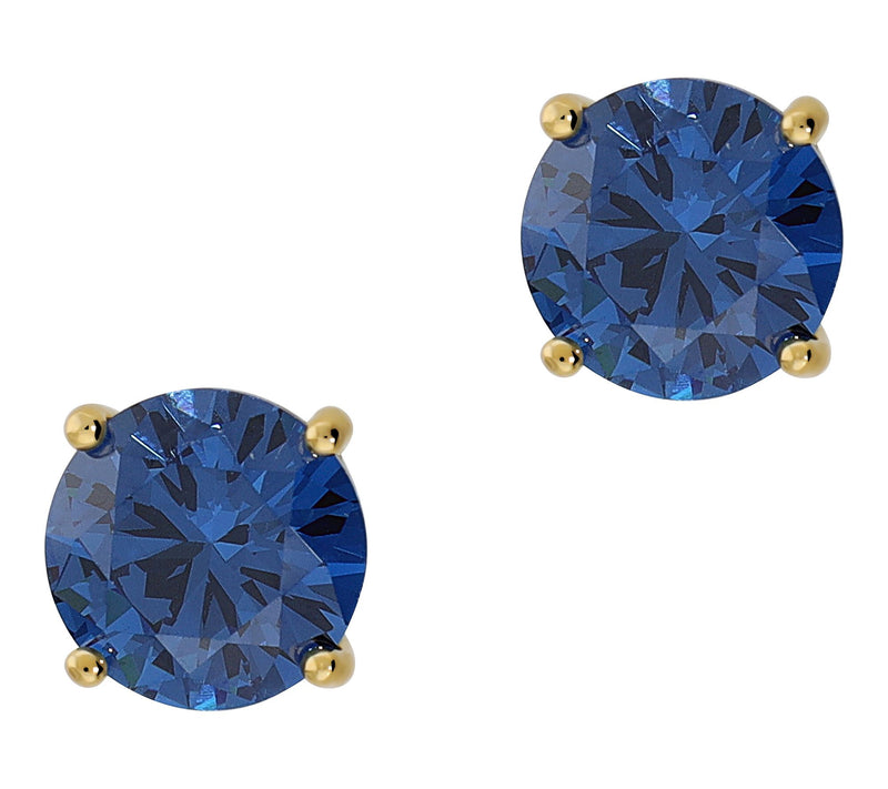 Diamonique Blue Solitaire Stud Earrings, Sterling Silver — View 7