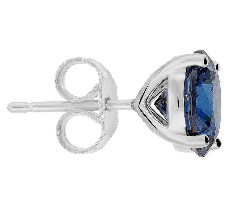 Diamonique Blue Solitaire Stud Earrings, Sterling Silver — View 2