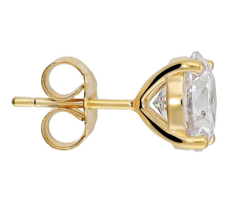 Diamonique Solitaire Stud Earrings, Sterling Silver — View 2