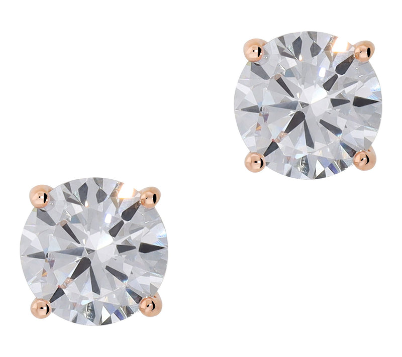 Diamonique Solitaire Stud Earrings, Sterling Silver — View 7