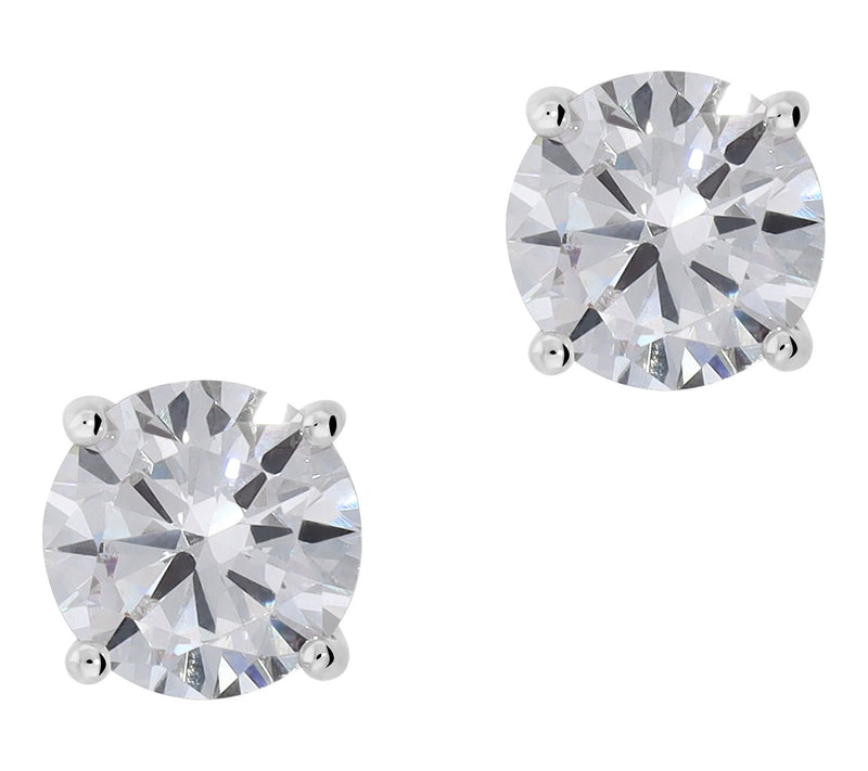 Diamonique Solitaire Stud Earrings, Sterling Silver — View 8