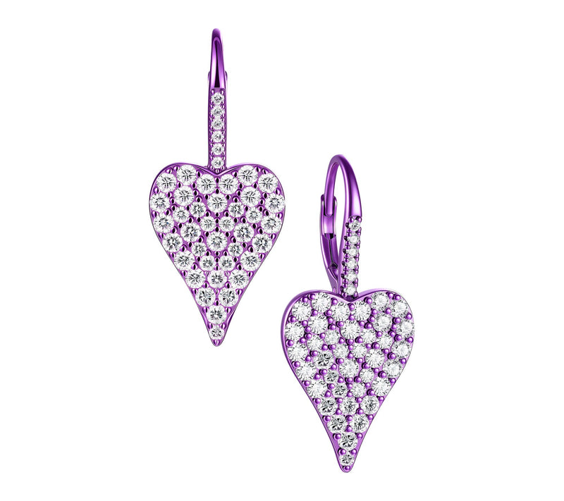 Diamonique x Jennifer Miller Pave Heart Earrings, Sterling — View 8
