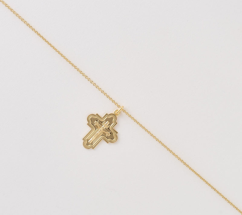 UltraFine 950 Silver Detailed Cross Necklace — View 6