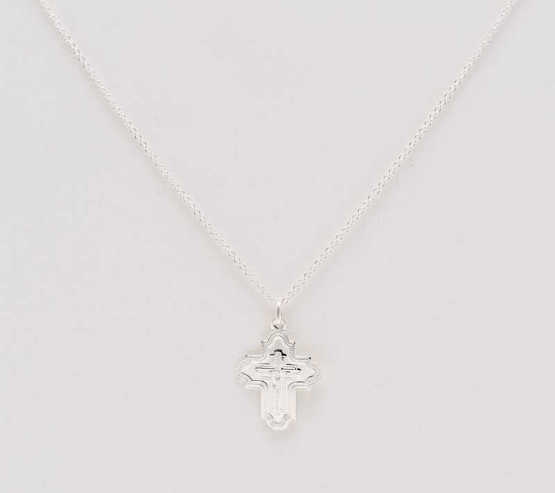 UltraFine 950 Silver Detailed Cross Necklace — Main view
