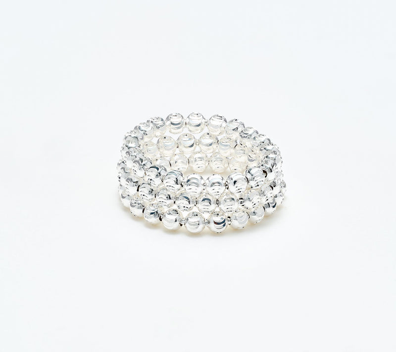 UltraFine 950 Set of 3 Diamond Cut Stretch Beaded Rings — View 8