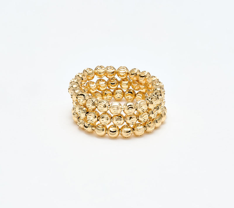 UltraFine 950 Set of 3 Diamond Cut Stretch Beaded Rings — View 9
