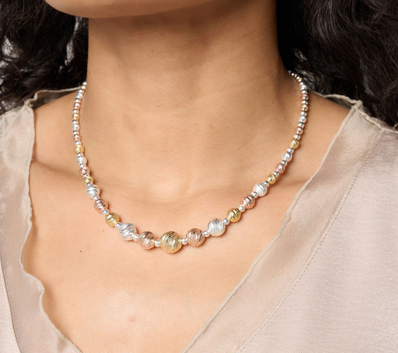 UltraFine 950 Diamond Cut Graduated Bead Necklace — View 10