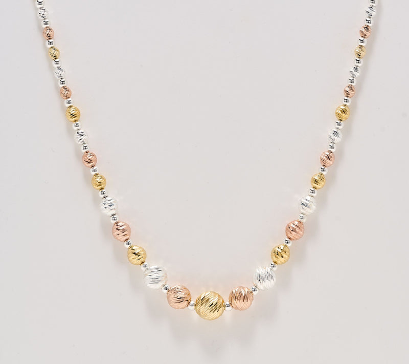 UltraFine 950 Diamond Cut Graduated Bead Necklace — View 3