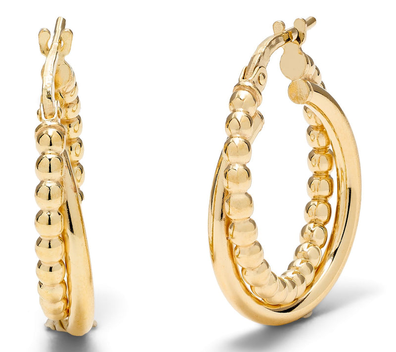 UltraFine 950 Polished and Bead Detail 3/4" Hoop Earrings — View 7