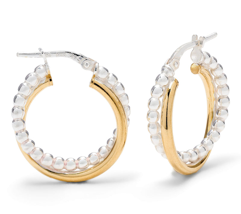 UltraFine 950 Polished and Bead Detail 3/4" Hoop Earrings — View 8