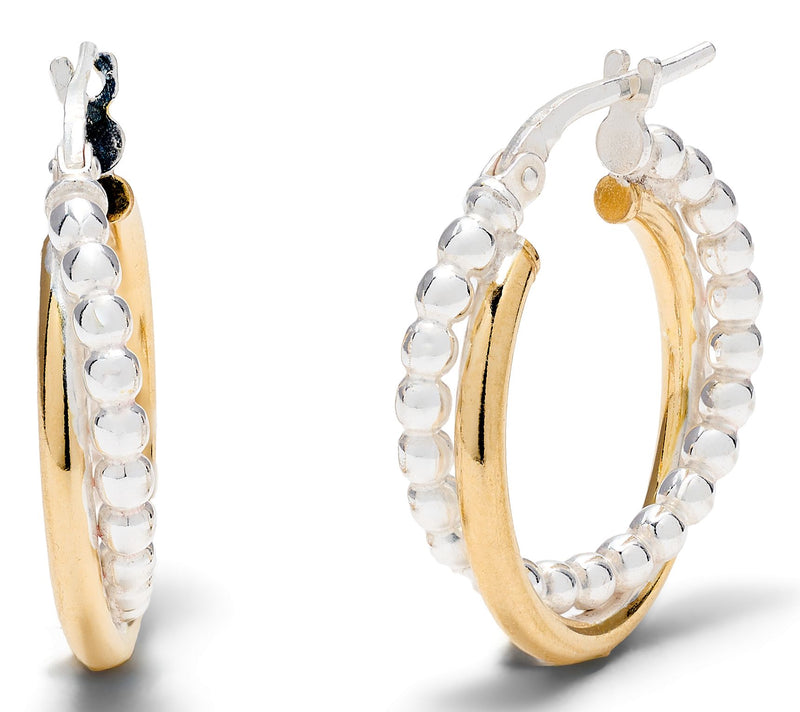 UltraFine 950 Polished and Bead Detail 3/4" Hoop Earrings — View 5