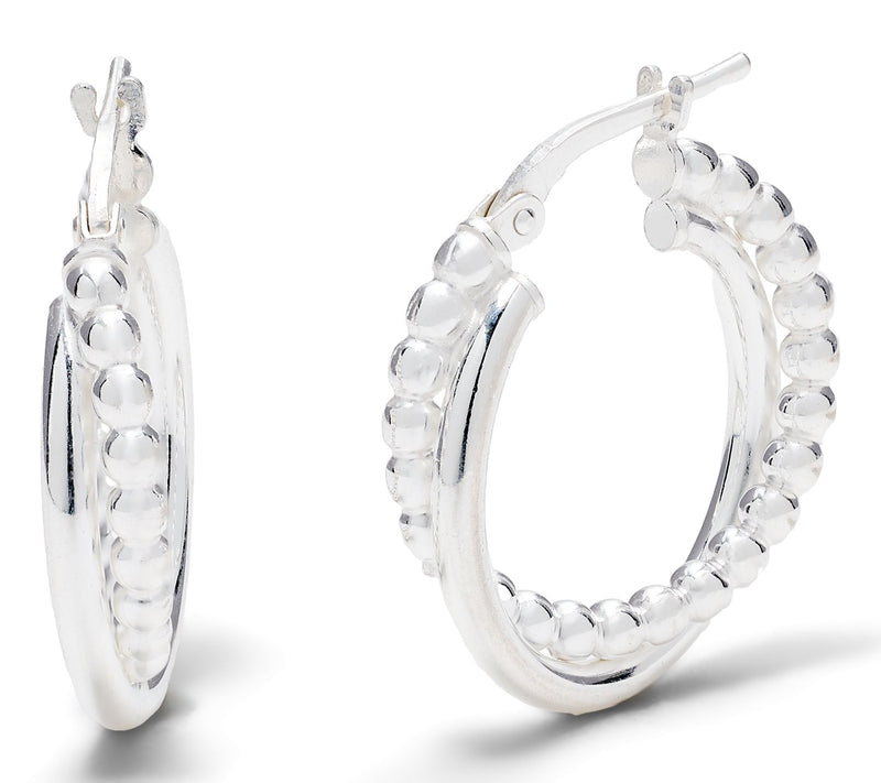 UltraFine 950 Polished and Bead Detail 3/4" Hoop Earrings — Main view
