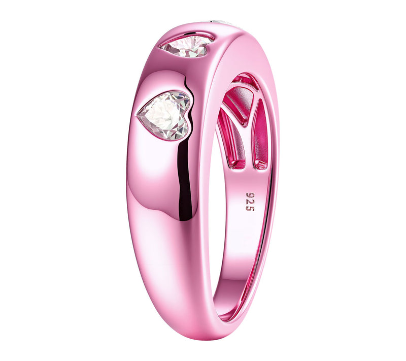 Diamonique x Jennifer Miller E-Coat Heart BandRing, Sterling — View 4
