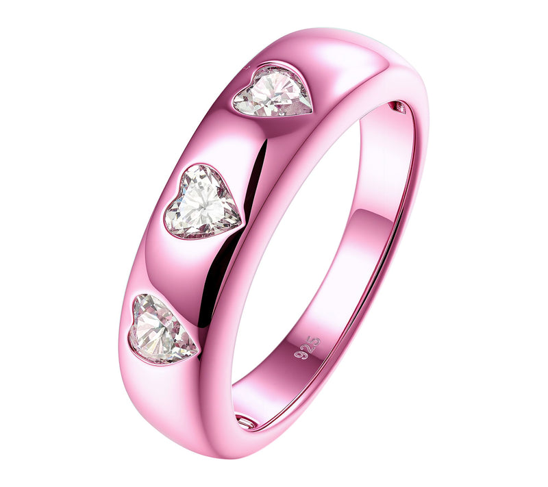Diamonique x Jennifer Miller E-Coat Heart BandRing, Sterling — View 6