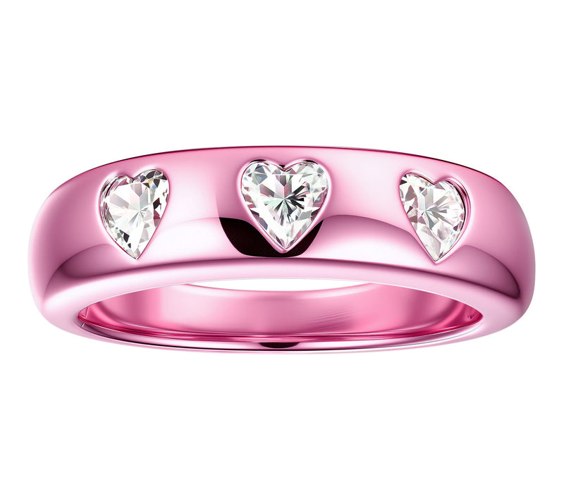 Diamonique x Jennifer Miller E-Coat Heart BandRing, Sterling — View 2