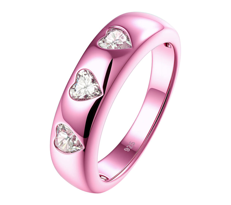 Diamonique x Jennifer Miller E-Coat Heart BandRing, Sterling — Main view