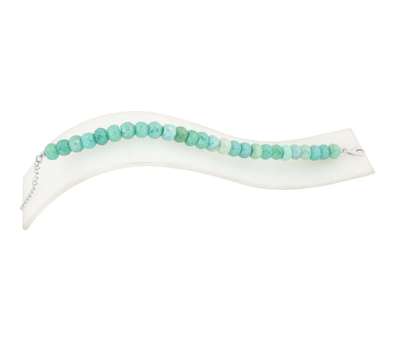 Sterling Silver Coated Chrysoprase Colored Chalcedony Bracelet — View 4
